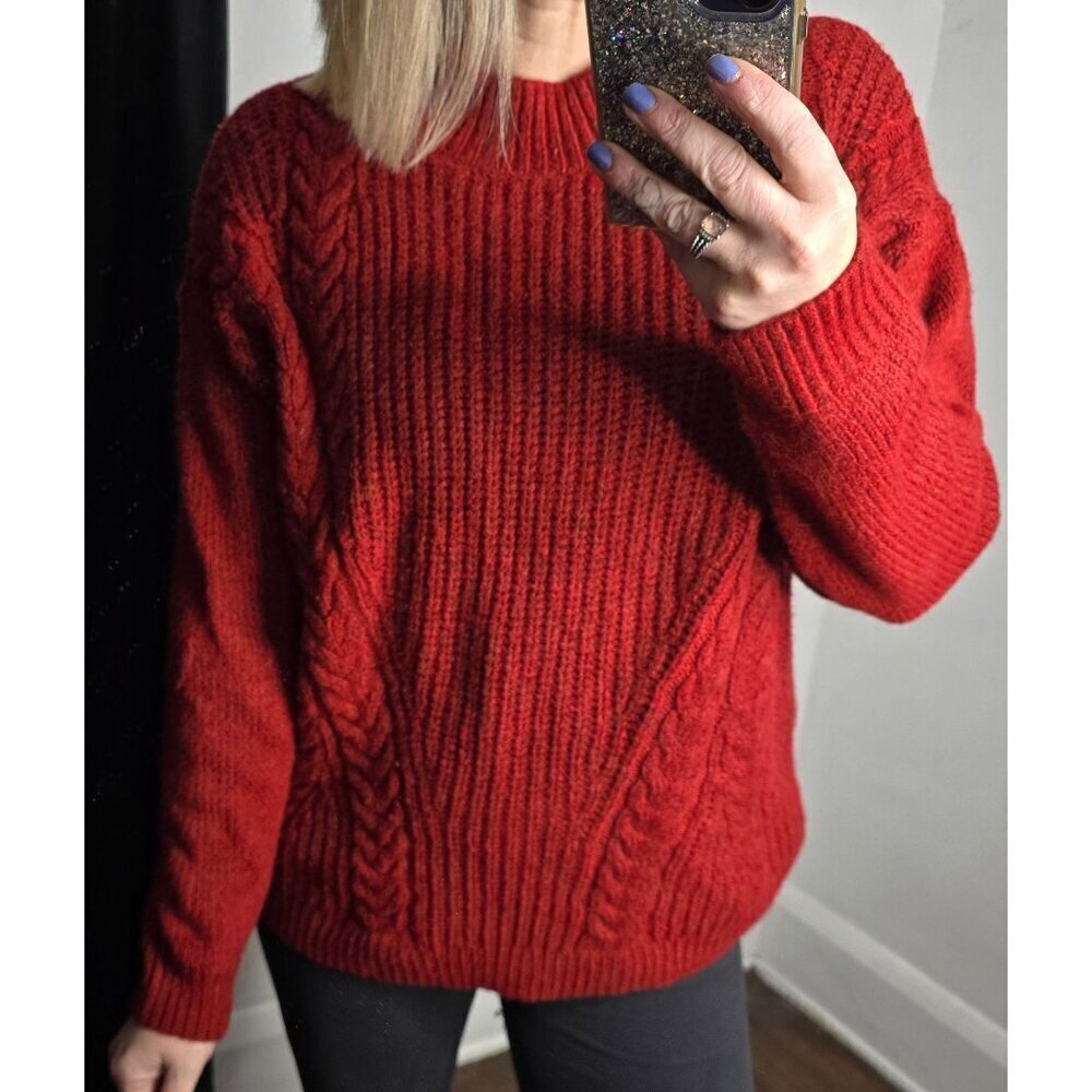 Simply Vera Very Wang Red Knit Chunky Pullover Sweater XL